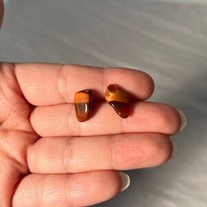 Brown/Amber Earthy Organic Resin Stud Earring OS goblincore Wabi Sabi Fairycore